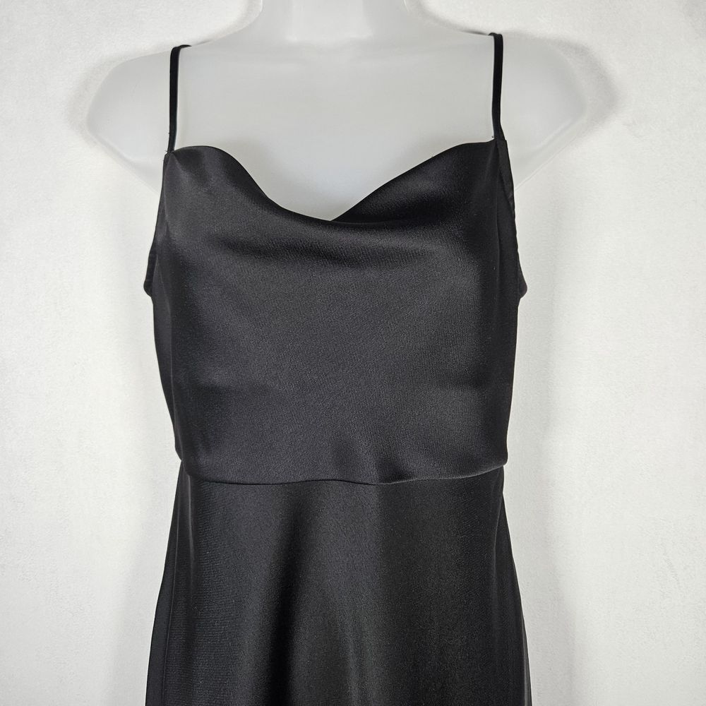 Anthropologie BHLDN Dress 8 Cali Satin Black Midi Slip Strappy Bridesmaid Prom - Picture 9 of 16